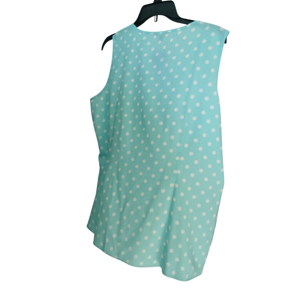 Milano Women’s Sleeveless Blouse Size XL Polka Dot Ruffle Front Tie Neck Tank - Picture 2 of 6